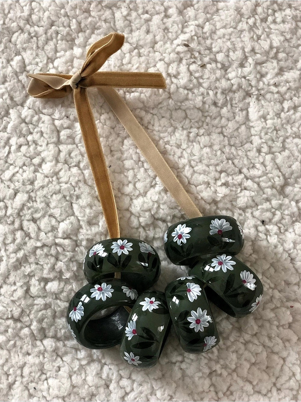 Anthropologie Set of 6 Hand Painted Ceramic Napkin Ring Holders